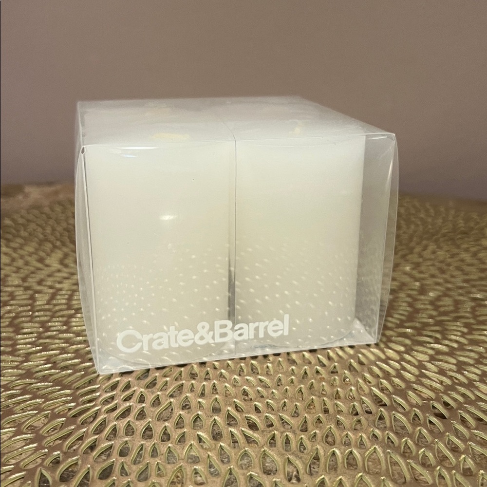 Crate and Barrel 2”x3” White Pillar Candles, Set of 4
